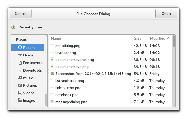 GtkFileChooserDialog
