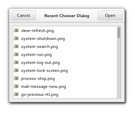 GtkRecentChooserDialog